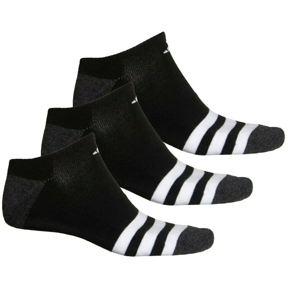 adidas Other - adidas Men's No Show Socks 3 Pack Large 6-12 Black Athletic Logo 3 Stripes New